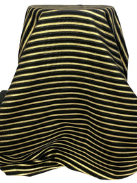 Gold/Black Polyester/Cotton/Metallic/Nylon Horizontal Stripe Burnout-Look Organza - Imported From France - 58W