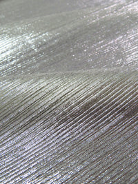 Bright Silver 100% Polyester Foil Ribbed Slinky Knit - Black Halo - 57W