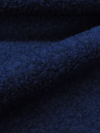 Space Blue Wool/Polyester Boucle Boiled Wool Knit - Imported From Italy - 58W