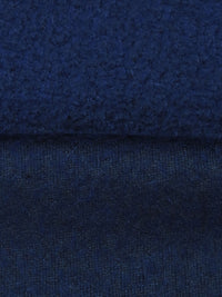 Space Blue Wool/Polyester Boucle Boiled Wool Knit - Imported From Italy - 58W