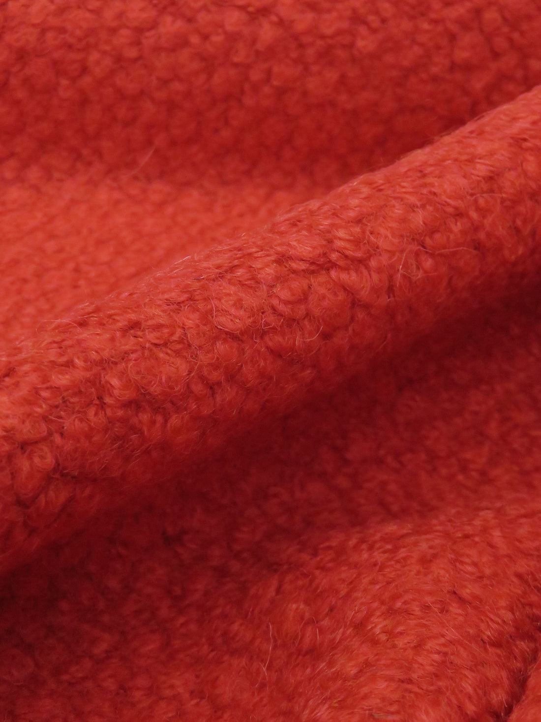 Cherry Tomato Red Wool/Polyester Boucle Boiled Wool Knit - Imported From Italy - 56W