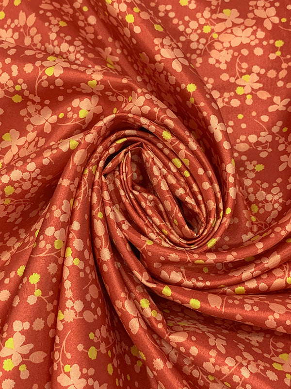 Candy Apple Red/Multi 100% Polyester Ditsy Floral Print Lining - NY Designer - 58W