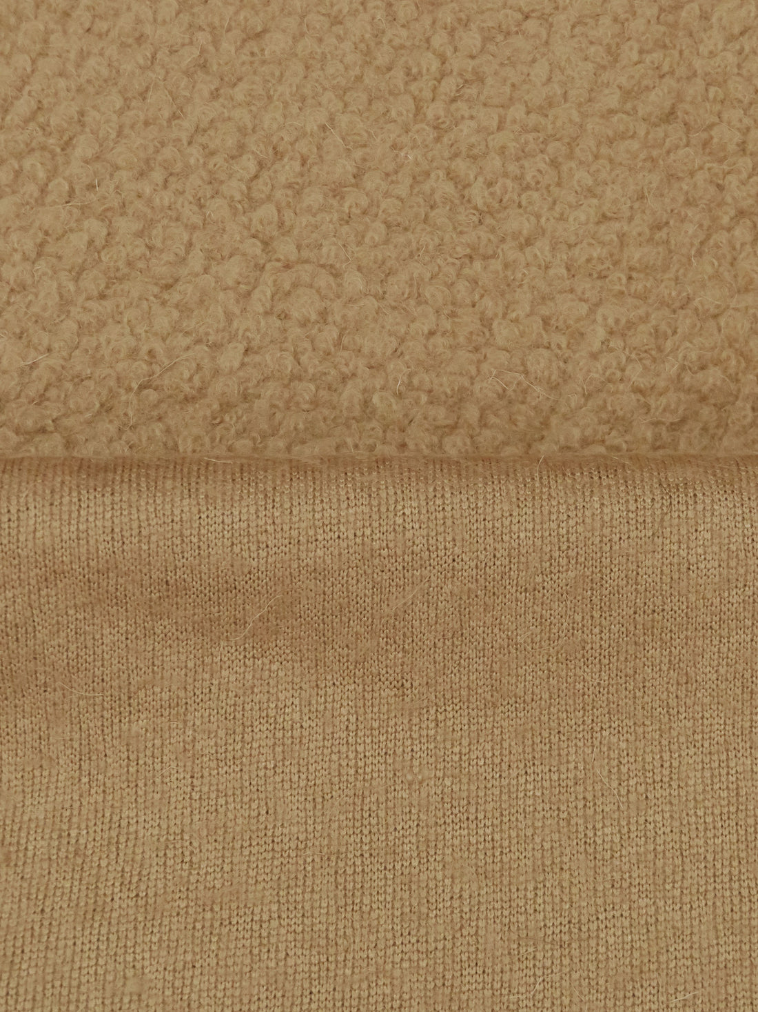 Graham Cracker Wool/Polyester Boucle Boiled Wool Knit - Imported From Italy - 58W