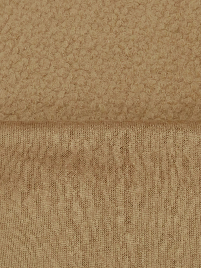 Graham Cracker Wool/Polyester Boucle Boiled Wool Knit - Imported From Italy - 58W