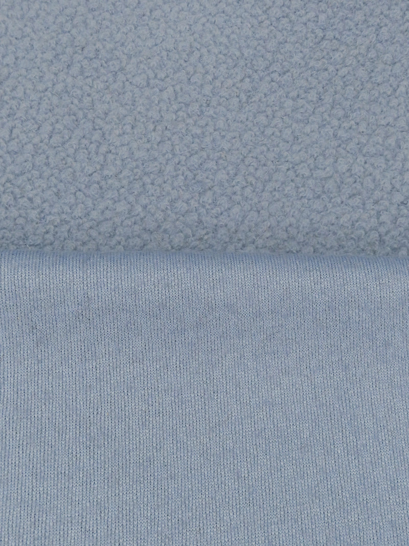 Forget Me Not Blue Wool/Polyester Boucle Boiled Wool Knit - Imported From Italy - 56W