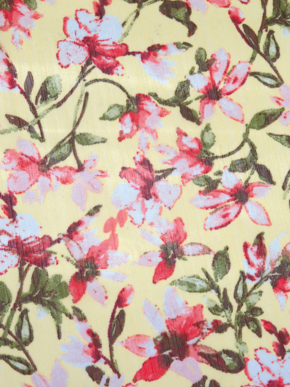 Pale Lemon/Amaranth/Dark Moss/Multi 100% Polyester Floral Print Crinkle Chiffon 58W
