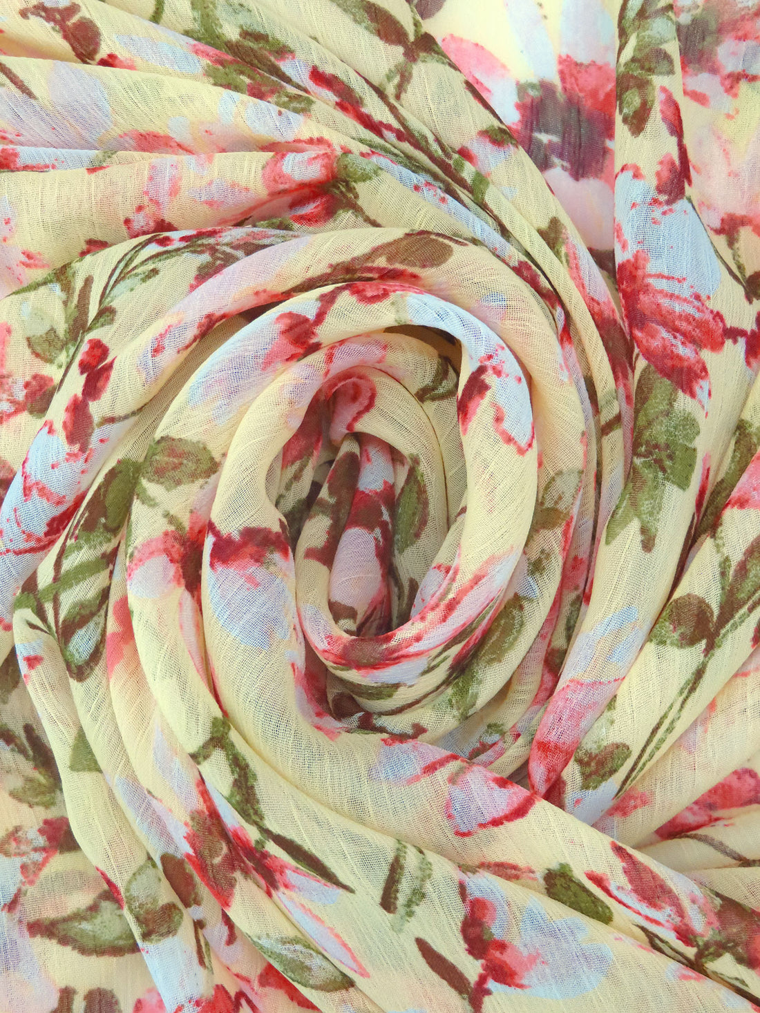 Pale Lemon/Amaranth/Dark Moss/Multi 100% Polyester Floral Print Crinkle Chiffon 58W