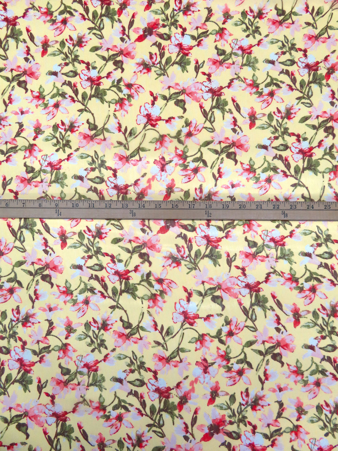 Pale Lemon/Amaranth/Dark Moss/Multi 100% Polyester Floral Print Crinkle Chiffon 58W