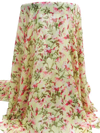 Pale Lemon/Amaranth/Dark Moss/Multi 100% Polyester Floral Print Crinkle Chiffon 58W
