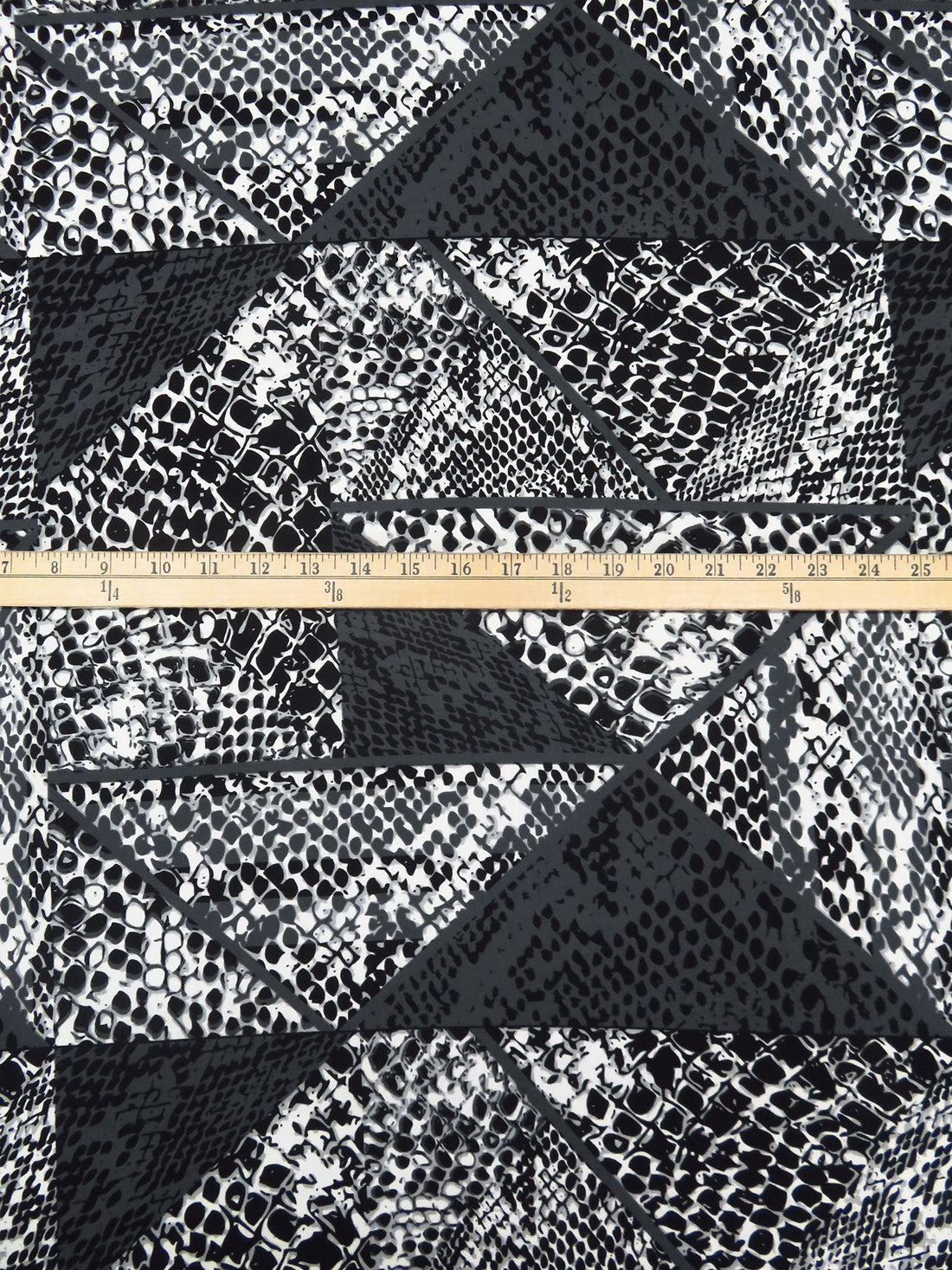 Black/White/Dark Gray 100% Polyester Abstract Geometric Print Crepe Blouse Weight Woven 57W