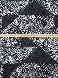 Black/White/Dark Gray 100% Polyester Abstract Geometric Print Crepe Blouse Weight Woven 57W