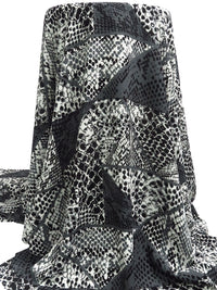 Black/White/Dark Gray 100% Polyester Abstract Geometric Print Crepe Blouse Weight Woven 57W