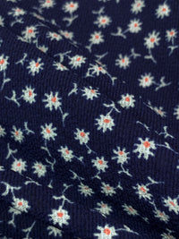 Navy Blue/White/Everglade 100% Polyester Ditsy Floral Print Bubble Crepe 61W