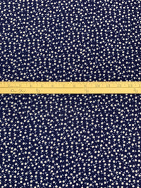 Navy Blue/White/Everglade 100% Polyester Ditsy Floral Print Bubble Crepe 61W
