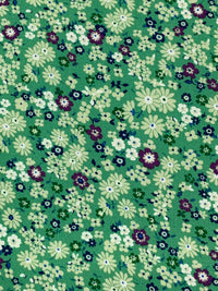 Medium Sea Green/Dark Blue/White/Multi 100% Polyester Ditsy Floral Print Bubble Crepe 58W