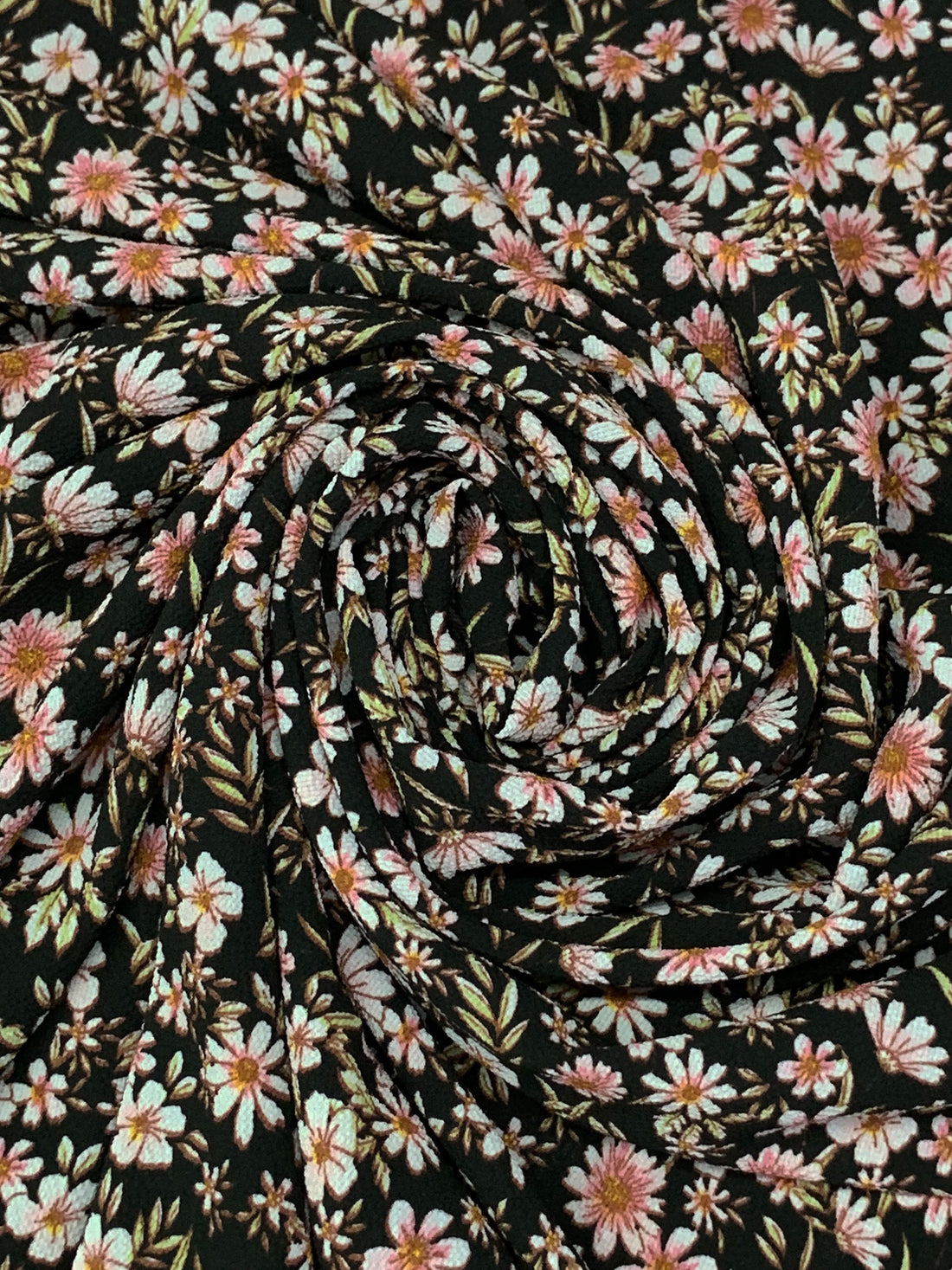 White/Coffee/Topaz/Black 100% Polyester Floral Print Bubble Crepe 57W