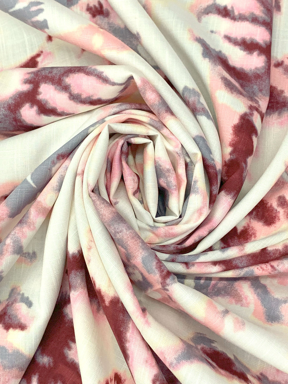 Claret/Slate Gray/Alabaster 100% Rayon Abstract Print Challis 57W