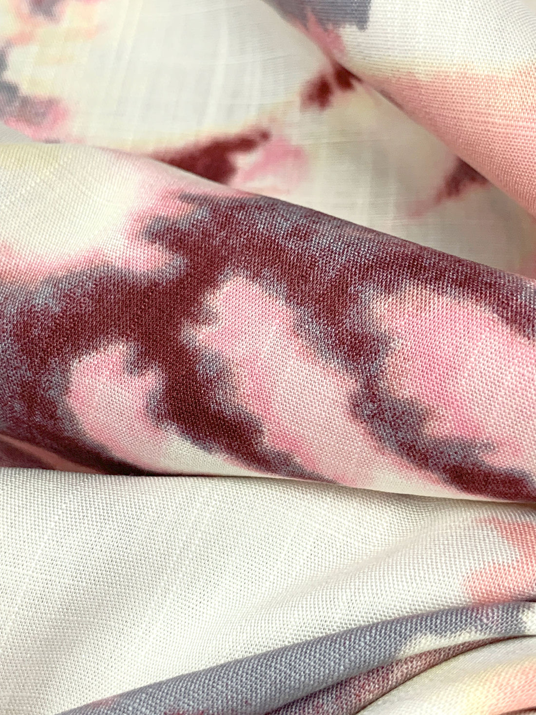 Claret/Slate Gray/Alabaster 100% Rayon Abstract Print Challis 57W