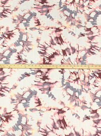 Claret/Slate Gray/Alabaster 100% Rayon Abstract Print Challis 57W