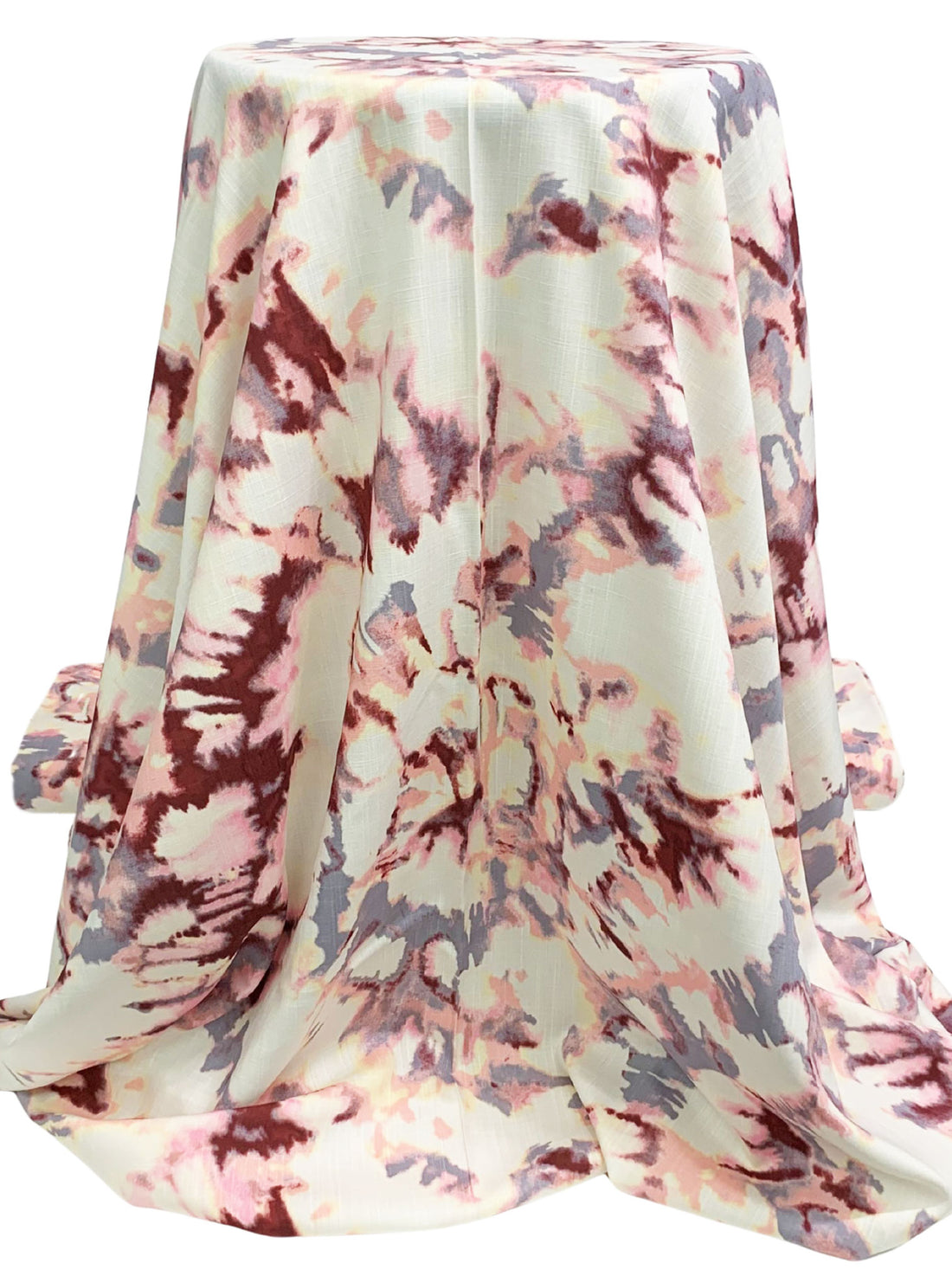 Claret/Slate Gray/Alabaster 100% Rayon Abstract Print Challis 57W