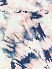Navy/Melon/Eggshell 100% Rayon Abstract Print Challis 56W