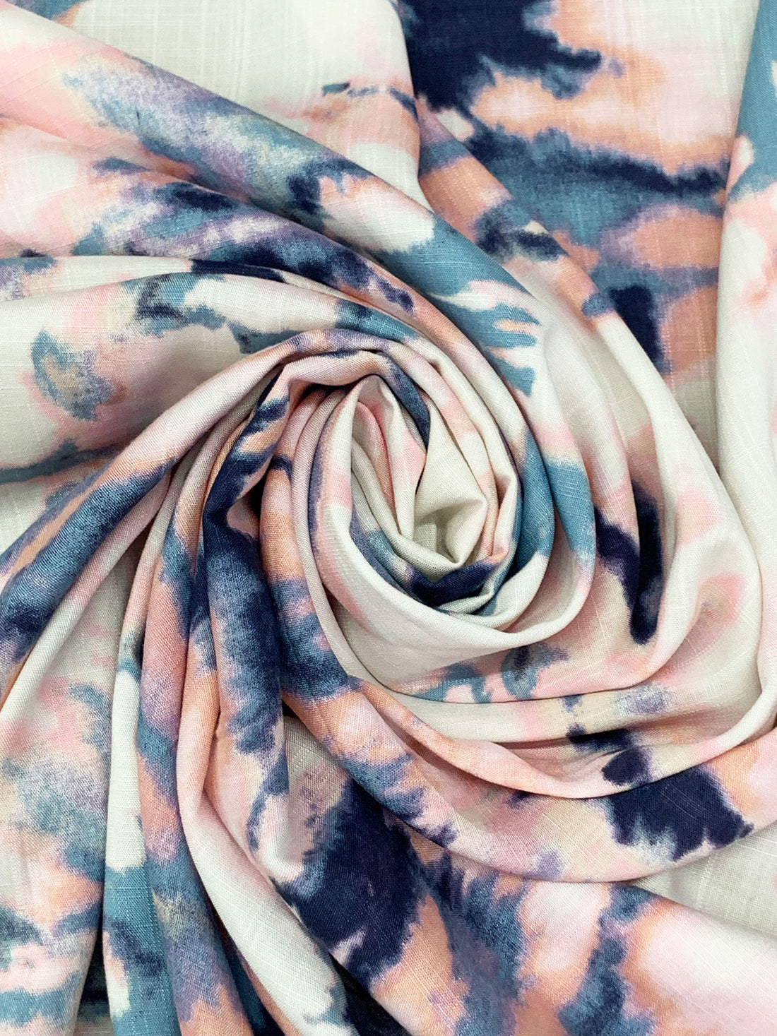 Navy/Melon/Eggshell 100% Rayon Abstract Print Challis 56W