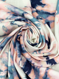 Navy/Melon/Eggshell 100% Rayon Abstract Print Challis 56W