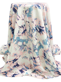 Navy/Melon/Eggshell 100% Rayon Abstract Print Challis 56W