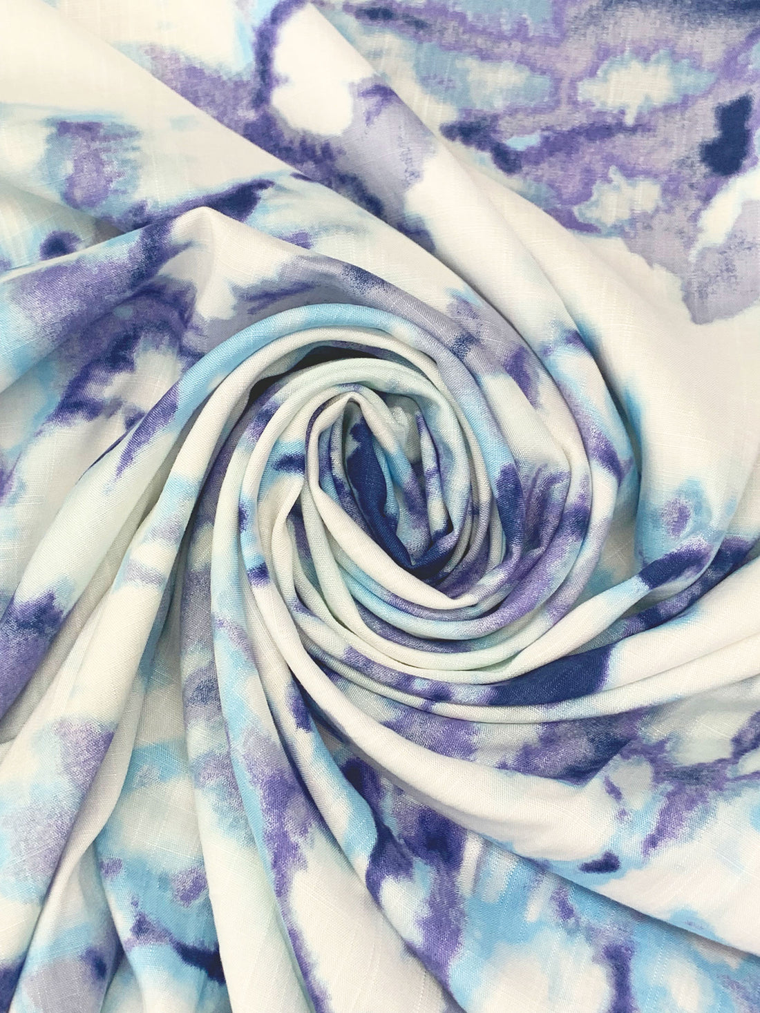 Dark Lapis Blue/Eggshell/Shadow Blue 100% Rayon Abstract Print Challis 58W