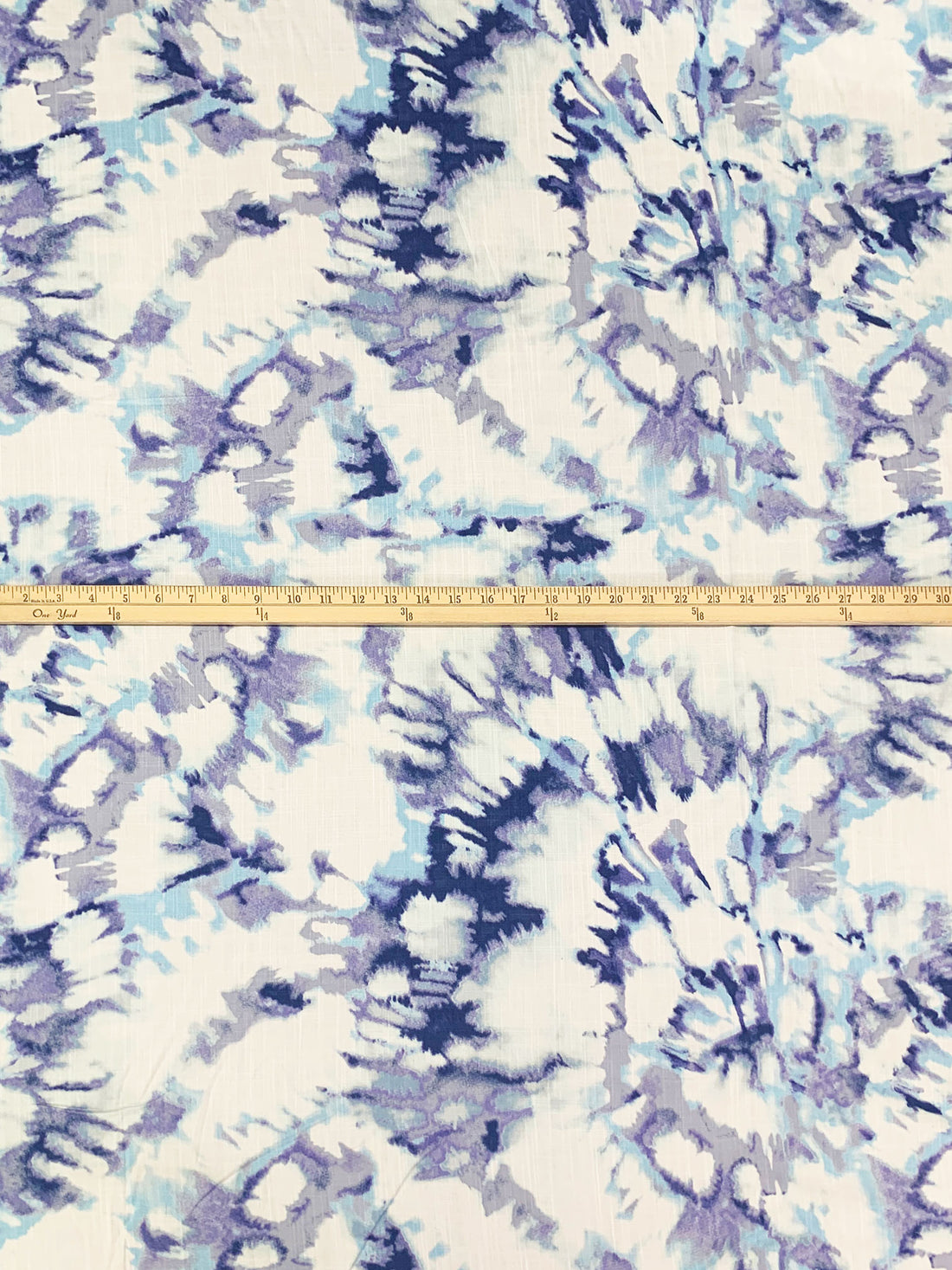 Dark Lapis Blue/Eggshell/Shadow Blue 100% Rayon Abstract Print Challis 58W
