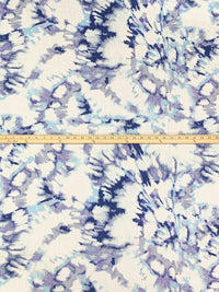 Dark Lapis Blue/Eggshell/Shadow Blue 100% Rayon Abstract Print Challis 58W