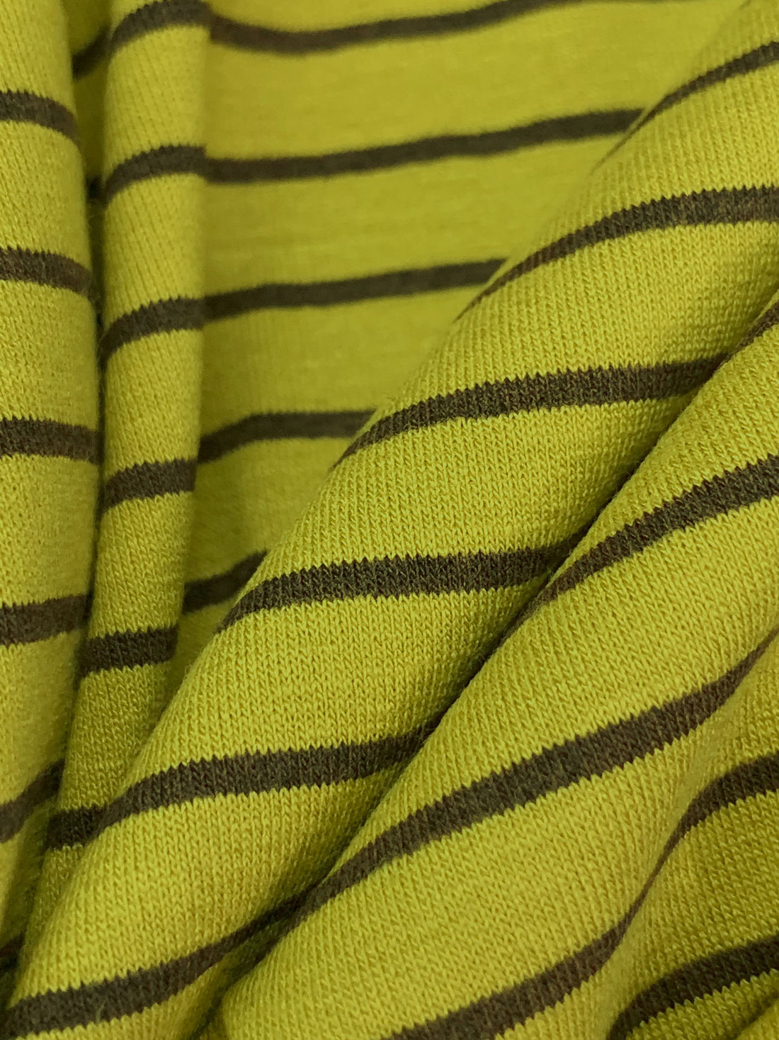 Fresh Avocado/Dark Bronze Rayon/Lycra Horizontal Stripe Jersey Knit 58W