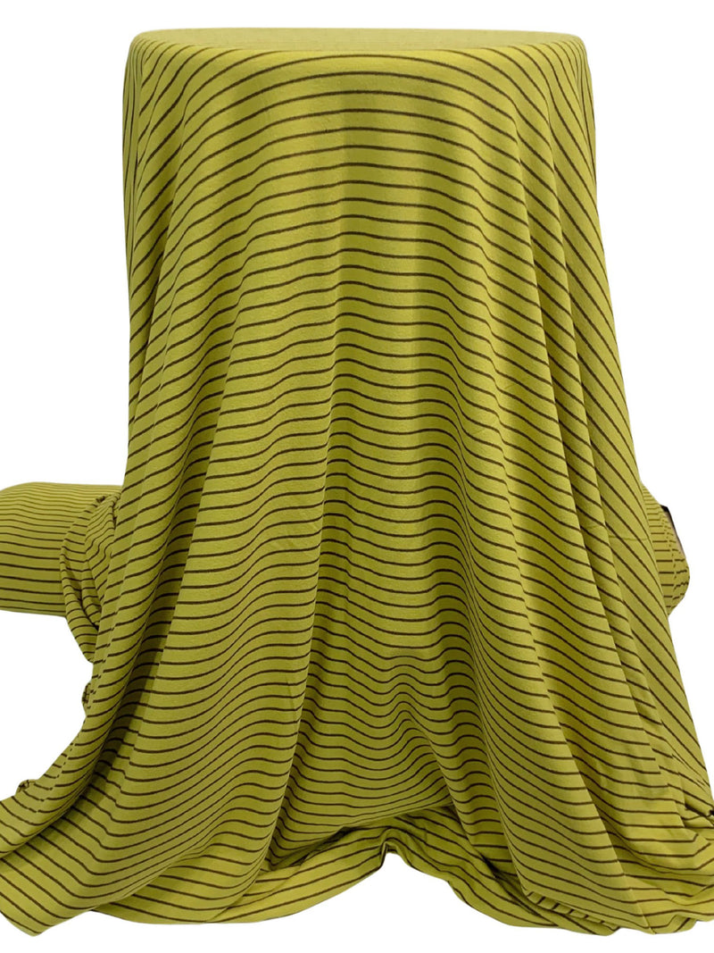 Fresh Avocado/Dark Bronze Rayon/Lycra Horizontal Stripe Jersey Knit 58W