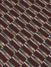 SOLD BY THE PANEL ONLY - Burgundy/Lapis Blue/Moss/Multi 100% Silk Diagonal Block Print Twill Tie Fabric 43W