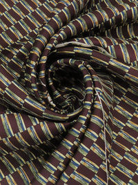 SOLD BY THE PANEL ONLY - Burgundy/Lapis Blue/Moss/Multi 100% Silk Diagonal Block Print Twill Tie Fabric 43W