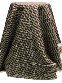 SOLD BY THE PANEL ONLY - Burgundy/Lapis Blue/Moss/Multi 100% Silk Diagonal Block Print Twill Tie Fabric 43W