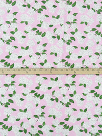 Carnation Pink/Forest Green/White/Multi Organic Cotton/Lycra Hydrangea Bunches Print Jersey Knit - NY Designer - 60W