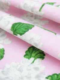 Carnation Pink/Forest Green/White/Multi Organic Cotton/Lycra Hydrangea Bunches Print Jersey Knit - NY Designer - 60W