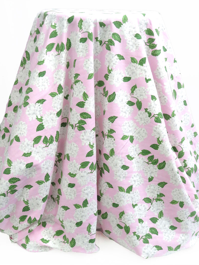 Carnation Pink/Forest Green/White/Multi Organic Cotton/Lycra Hydrangea Bunches Print Jersey Knit - NY Designer - 60W