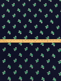 Navy/Dark Spring Green/White 100% Polyester Floral Print Bubble Crepe 58W