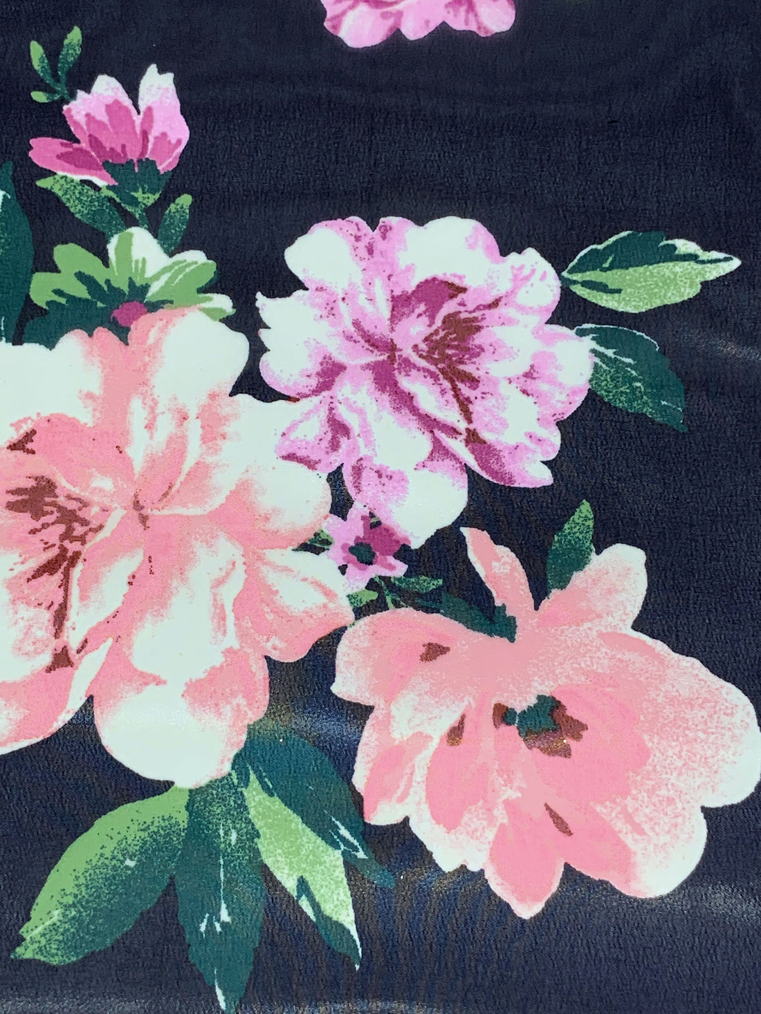 Navy/Iced Strawberry Pink/Light Orchid/Multi 100% Polyester Floral Print Chiffon 57W