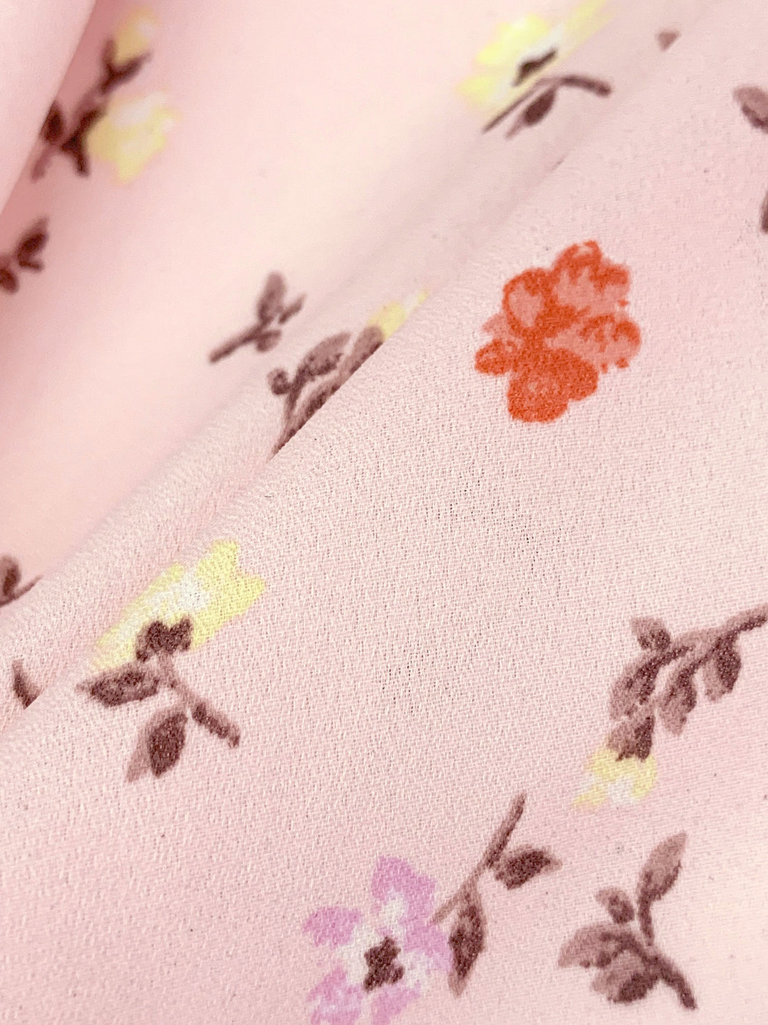 Ballet Pink/Medium Vermilion/Canary/Multi 100% Polyester Floral Print Crepe Blouse Weight Woven 57W