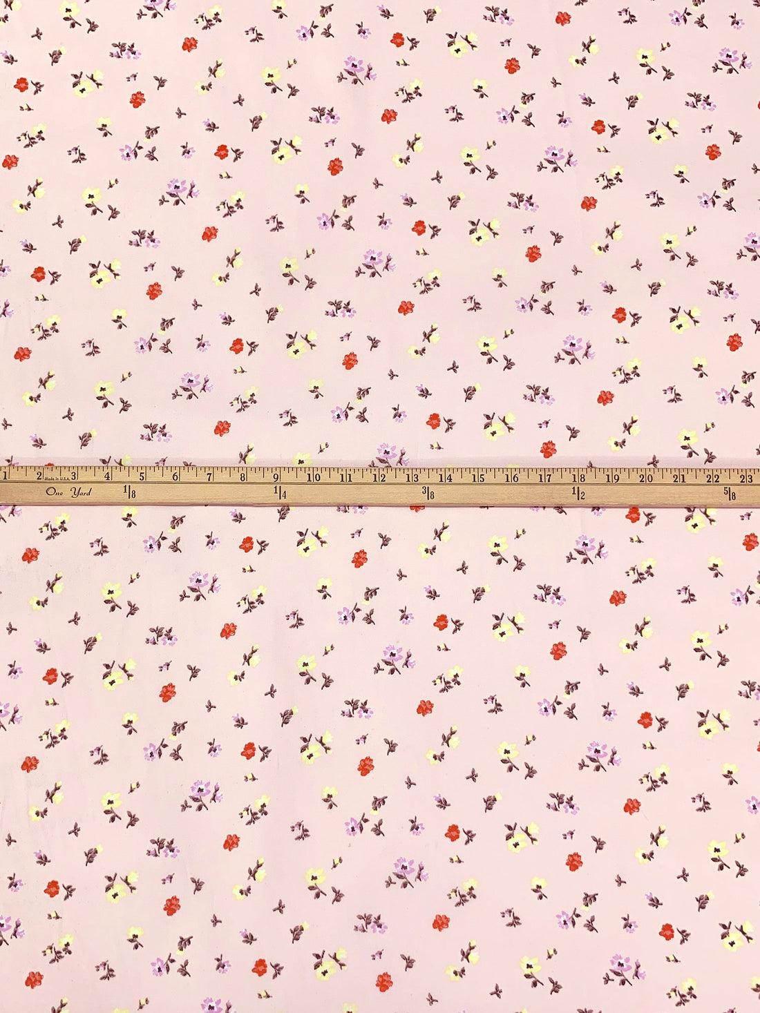 Ballet Pink/Medium Vermilion/Canary/Multi 100% Polyester Floral Print Crepe Blouse Weight Woven 57W