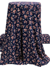 Navy/Old Rose/Cerulean Frost 100% Polyester Floral Print Bubble Crepe 58W