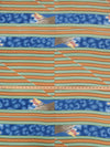 SOLD BY THE PANEL ONLY - Gingerbread/Soft Sage/Sapphire/Multi 100% Silk Sailboat Stripe Print Broadcloth 44W