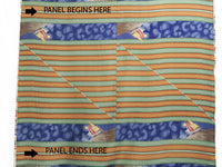 SOLD BY THE PANEL ONLY - Gingerbread/Soft Sage/Sapphire/Multi 100% Silk Sailboat Stripe Print Broadcloth 44W