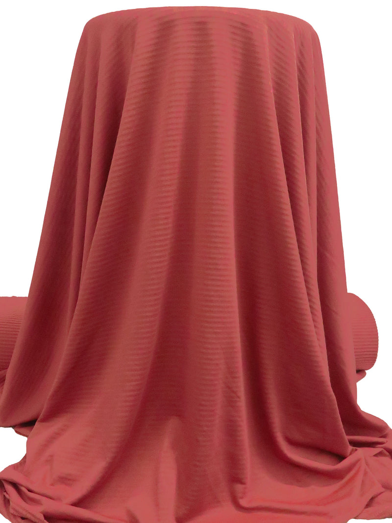 Deep Chestnut Red Polyester/Spandex Power Grid Fleece Knit - Polartec - 60W