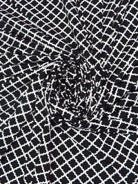 Pitch Black/White Polyester/Lycra Abstract Print DTY Knit 58W