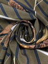 SOLD BY THE PANEL ONLY - Camel/Dark Imperial Blue/Straw 100% Silk Saturday Evening Post Freedom Of Speech Print Twill Tie Fabric 43W