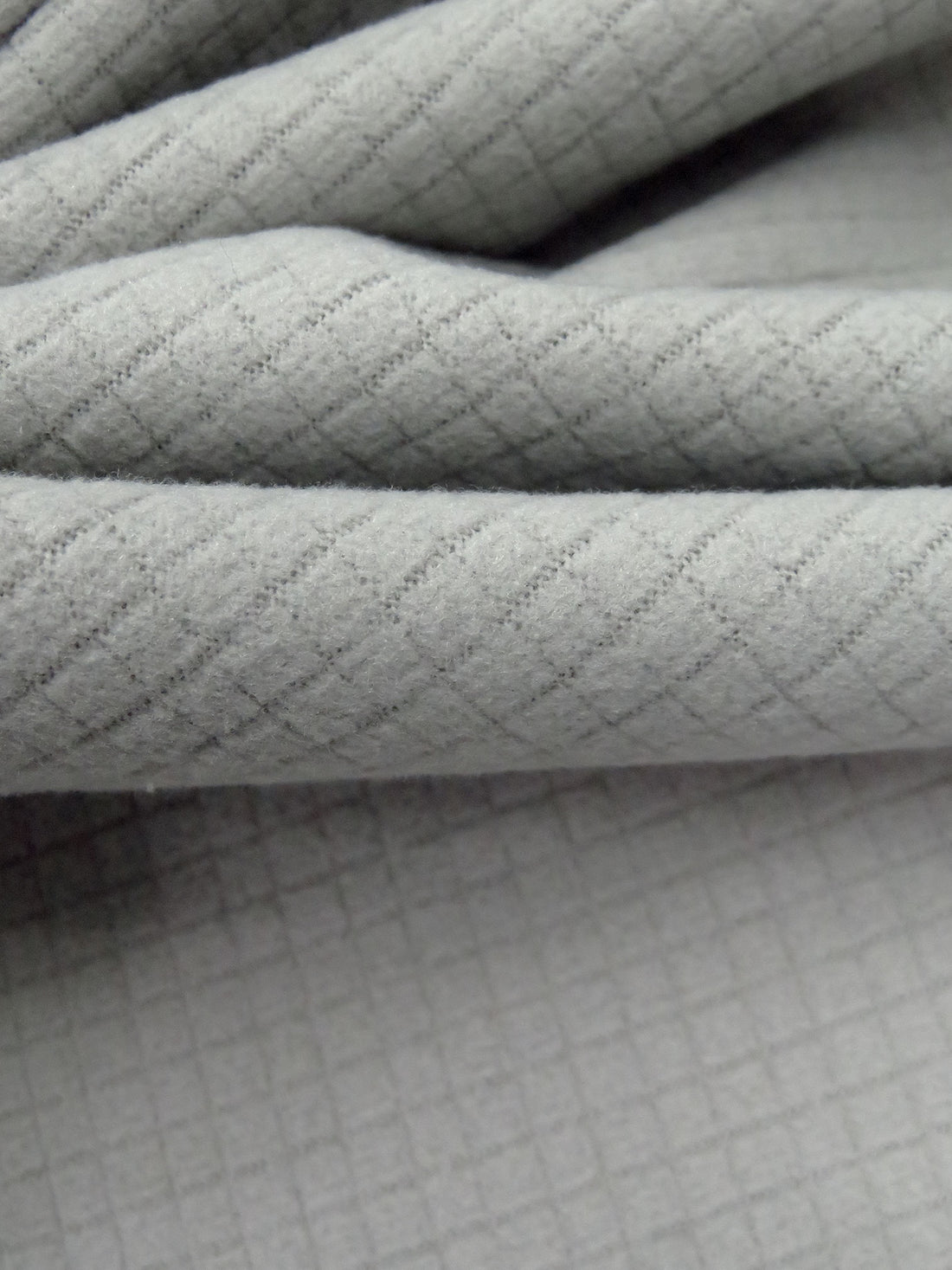 Light Stone Gray 100% Polyester Grid Weave Double Knit - Polartec - 56W